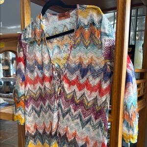 Missoni Colorful Chevron Lace-Up Top